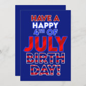 Gelukkige 4th van Juli Verjaardag Vet Patriottisch (Voorkant / Achterkant)