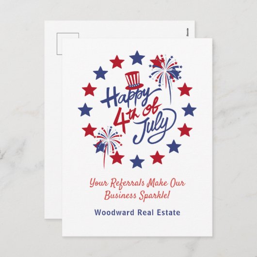 Gelukkige 4th van Juli Verwijzing Vastgoed Marketi Feestdagenkaart (Voorkant / Achterkant)
