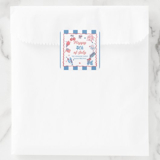 Gelukkige 4th van Juli Vuurwerk BBQ Feest Sticker (Tas)