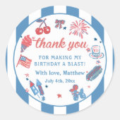 Gelukkige 4th van Juli Vuurwerk BBQ Feest Sticker (Voorkant)