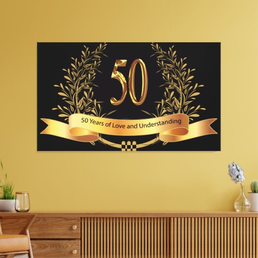 Gelukkige 50e Bruiloft Jubileum Canvas Prints (Insitu (Woonkamer))