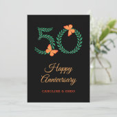 Gelukkige 50e bruiloft Jubileum vlinder Kaart (Staand voorkant)