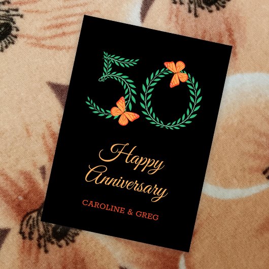 Gelukkige 50e bruiloft Jubileum vlinder Kaart