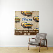 gelukkige 50e verjaardag Classic Muscle Car-achter Wandkleed (In situ)