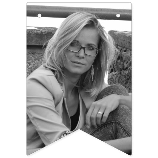 Gelukkige 50e verjaardag Foto Black Glitter Vlaggetjes (Eerste vlag)