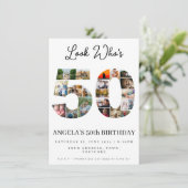 gelukkige 50e verjaardag Fotocollage goud en wit Kaart (Staand voorkant)