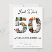 gelukkige 50e verjaardag Fotocollage goud en wit Kaart (Voorkant)