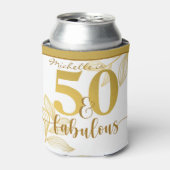 Gelukkige 50e verjaardag gouden typografie botanis blikjeskoeler (Blikje Voorkant)