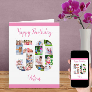 Gelukkige 50e verjaardag mama nummer 50 fotocollag kaart