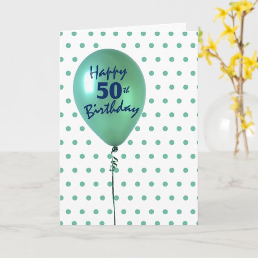 Gelukkige 50e Verjaardag, Man of Vrouw, Groene Bal Kaart (Gele Bloem)