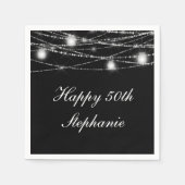 Gelukkige 50e verjaardag Mason Jars Lights Zwart W Servet (Voorkant)