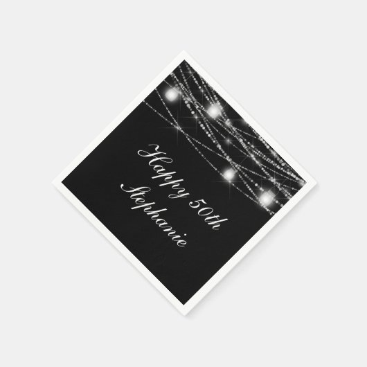 Gelukkige 50e verjaardag Mason Jars Lights Zwart W Servet (Hoek)
