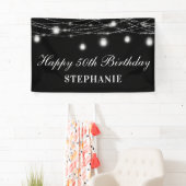 Gelukkige 50e verjaardag Mason Jars Lights Zwart W Spandoek (Insitu)