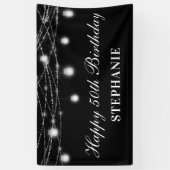 Gelukkige 50e verjaardag Mason Jars Lights Zwart W Spandoek (Verticaal)