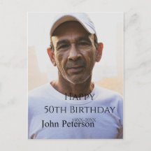 Gelukkige 50e verjaardag naam foto jaar man eenvou