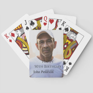 Gelukkige 50e verjaardag naam foto jaar man eenvou pokerkaarten