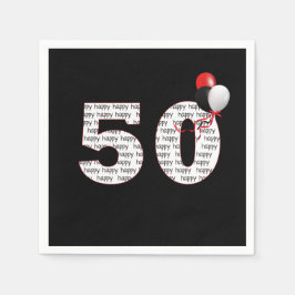Gelukkige 50e verjaardag op zwart servet