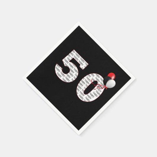 Gelukkige 50e verjaardag op zwart servet (Hoek)