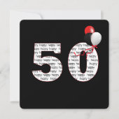 Gelukkige 50e verjaardag op zwarte uitnodiging (Voorkant)