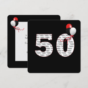 Gelukkige 50e verjaardag op zwarte uitnodiging