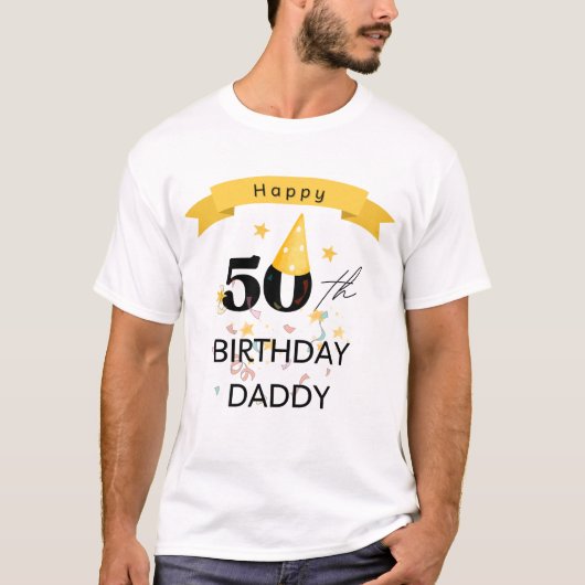 Gelukkige 50e verjaardag papa t-shirt (Voorkant)
