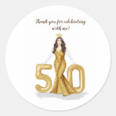 Gelukkige 50e verjaardag ronde sticker (Voorkant)