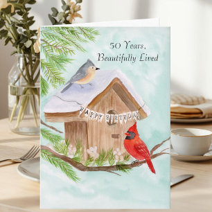 Gelukkige 50e verjaardag Vogels bij het vogelenhui Kaart