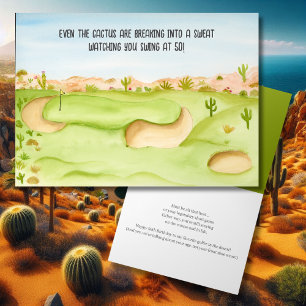 Gelukkige 50e verjaardag Woestijn Golfbaan Aquarel Kaart