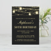Gelukkige 50e verjaardag Zwart Goud Lichten Mason Kaart (Staand voorkant)
