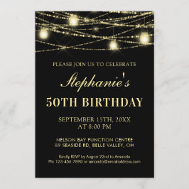 Gelukkige 50e verjaardag Zwart Goud Lichten Mason  Kaart