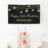 Gelukkige 50e verjaardag Zwart Goud Lichten Mason Spandoek (Insitu)