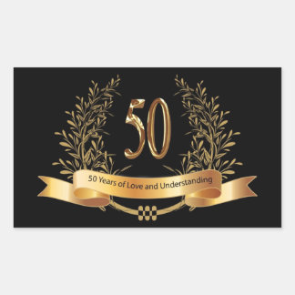 Gelukkige 50ste bruiloft Jubileum Golden Leave Lau Rechthoekige Sticker