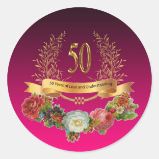 Gelukkige 50ste Bruiloft Jubileum Sticker