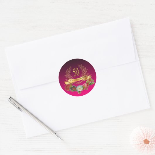 Gelukkige 50ste Bruiloft Jubileum Sticker (Envelop)