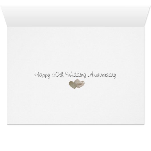 Gelukkige 50ste huwelijksdag met gouden harten (Binenzijde Horizontaal (Onderkant))