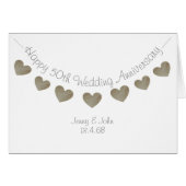 Gelukkige 50ste huwelijksdag met gouden harten (Voorkant Horizontaal)