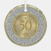 Gelukkige 50ste huwelijksverjaardag diamanten en g glas ornament (Voorkant)