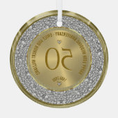 Gelukkige 50ste huwelijksverjaardag diamanten en g glas ornament (Achterkant)