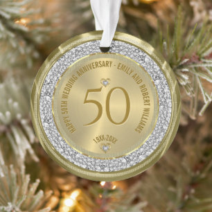 Gelukkige 50ste huwelijksverjaardag diamanten en g ornament