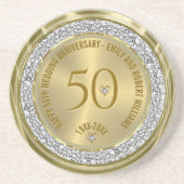Gelukkige 50ste huwelijksverjaardag diamanten en g zandsteen onderzetter (Voorkant)