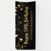 Gelukkige 50ste verjaardag Black Gold Stars of Jou Spandoek (Verticaal)