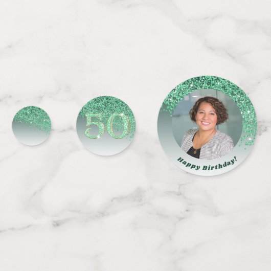 Gelukkige 50ste verjaardag Chic Falling Green Glit Confetti (Voorkanten)