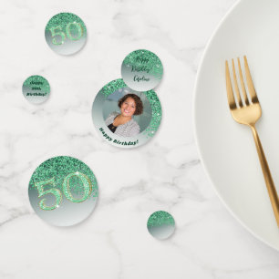 Gelukkige 50ste verjaardag Chic Falling Green Glit Confetti