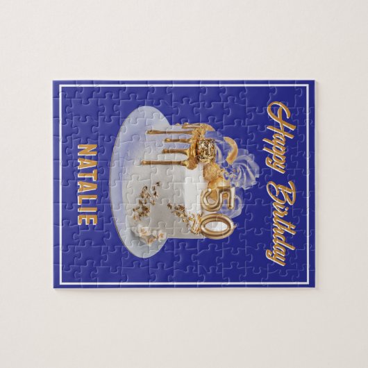 Gelukkige 50ste verjaardag gewoonte legpuzzel (Horizontaal)