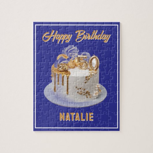 Gelukkige 50ste verjaardag gewoonte legpuzzel (Verticaal)