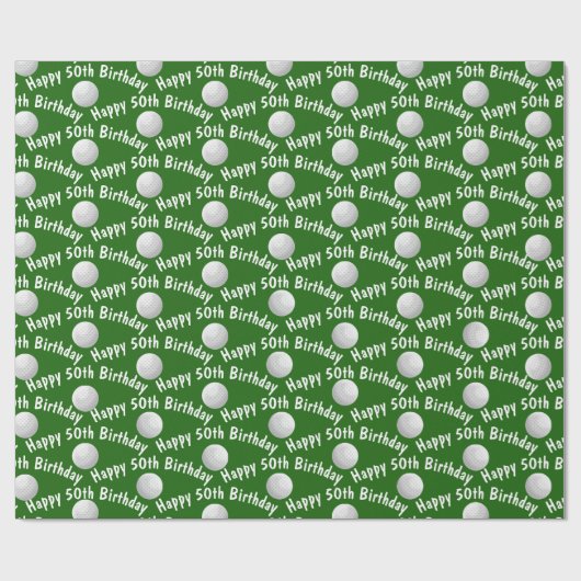 Gelukkige 50ste Verjaardag golfballen Cadeaupapier (Vlak)