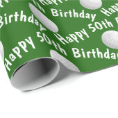 Gelukkige 50ste Verjaardag golfballen Cadeaupapier (Rol Hoek)