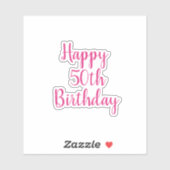 Gelukkige 50ste Verjaardag Hot Pink White Fabulous Sticker (Vel)
