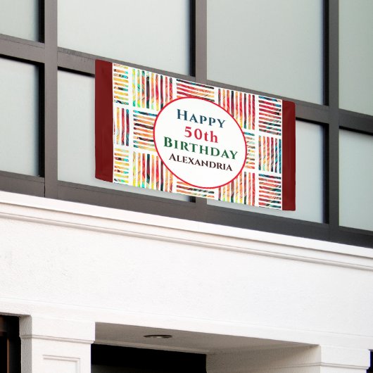 Gelukkige 50ste Verjaardag Moderne Partij Custom Spandoek (Buitenkant Gebouw)