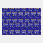 Gelukkige 50ste Verjaardag Naam Gold White en Navy Inpakpapier Vel (Voorkant 3)